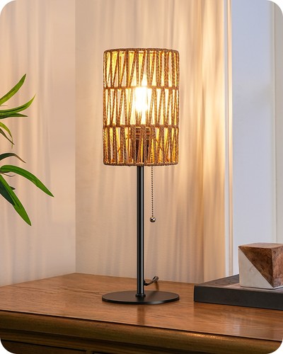 Rattan table lamp - 19.1",