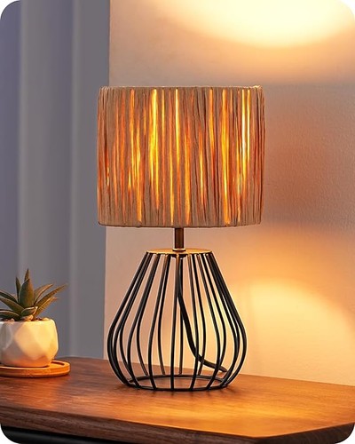 Small rattan table lamp - rattan,