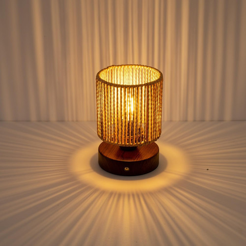 Cordless rattan table lamp - table,