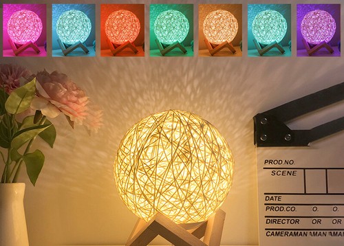 Rattan ball night lamp - ball, bedside