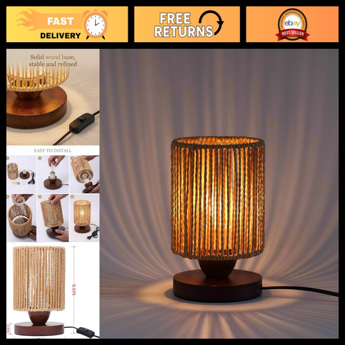 Boho rattan table - table, lamp
