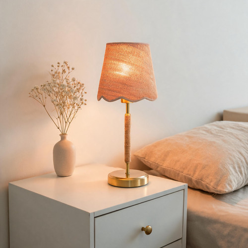 Boho rattan table - rattan, lamp