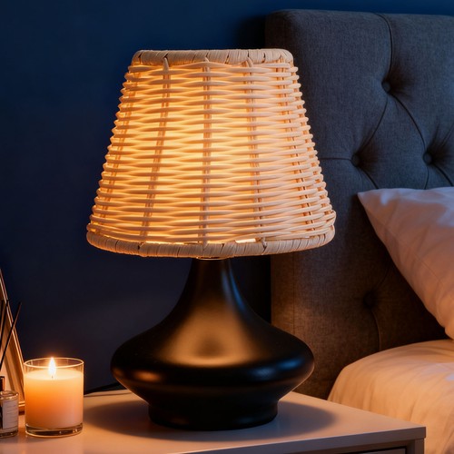 Rattan bedside table lamp - bedside,