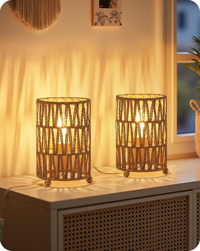 Yellow rattan style boho - rattan, table
