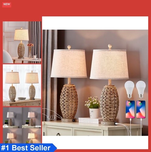Rattan table lamps set - lamps, of
