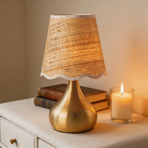 Brass rattan table lamp for - &,