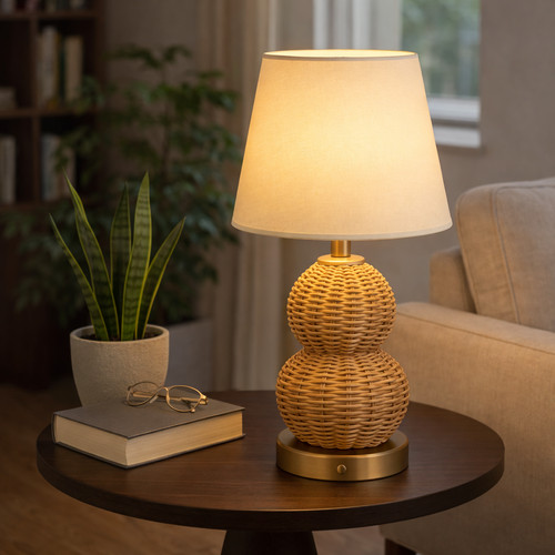 Rattan table lamp - lamp, natural