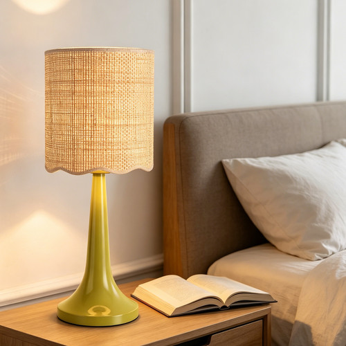 Green metal table lamp with - metal,
