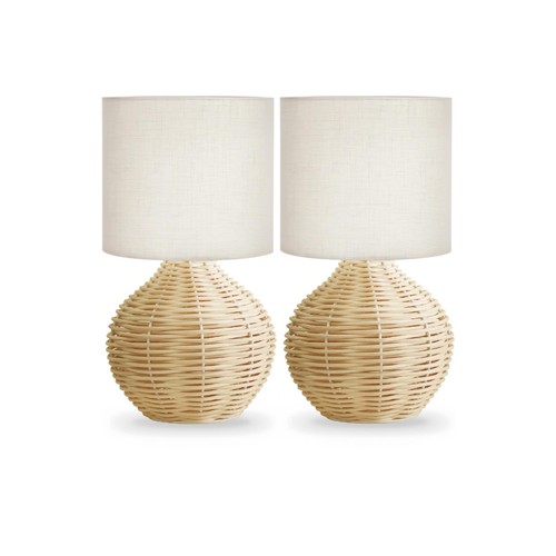 Rattan bedside table lamp - bedside, set
