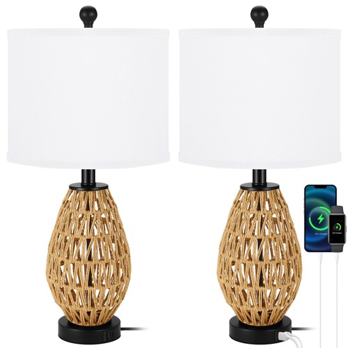 Coastal rattan table - "coastal, lamps