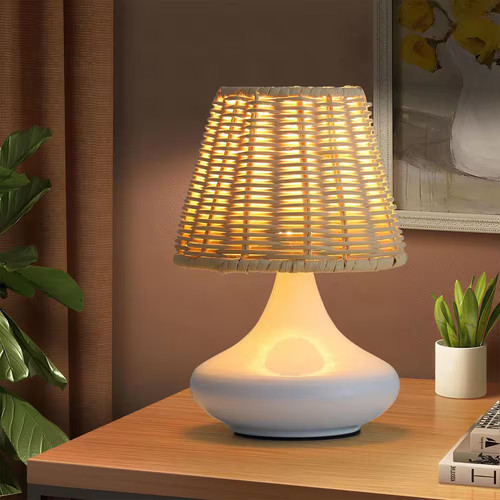 Rattan table lamp usb led - usb,