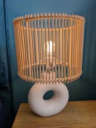 Rattan bedside lamp single - rattan,