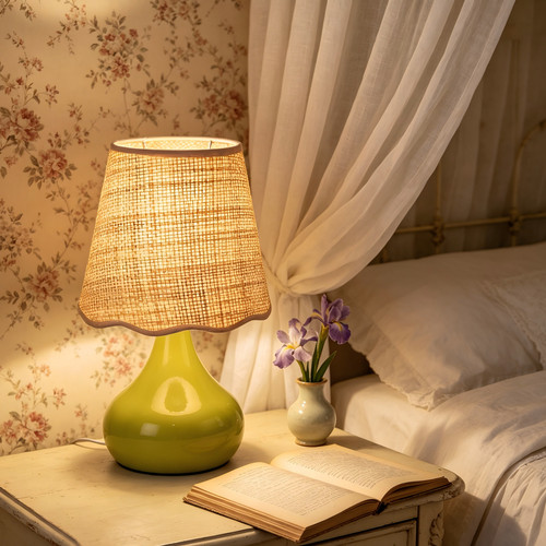 Brass rattan table lamp for - table,
