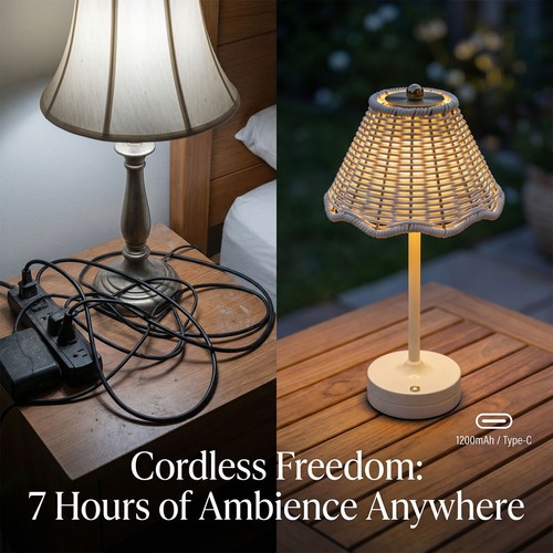 Led vintage rattan - rattan, table