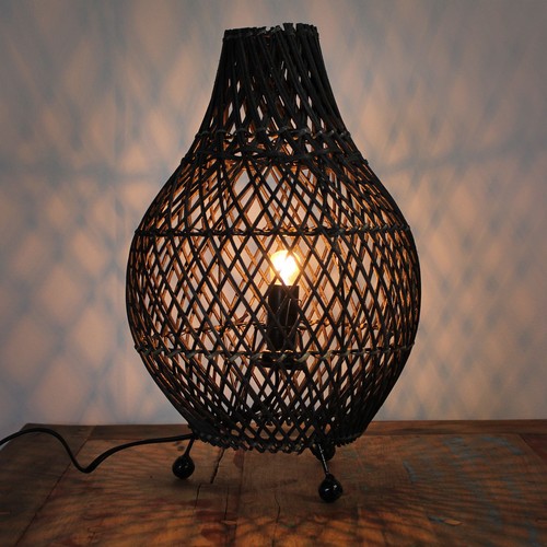 Rattan table lamp dark - table,