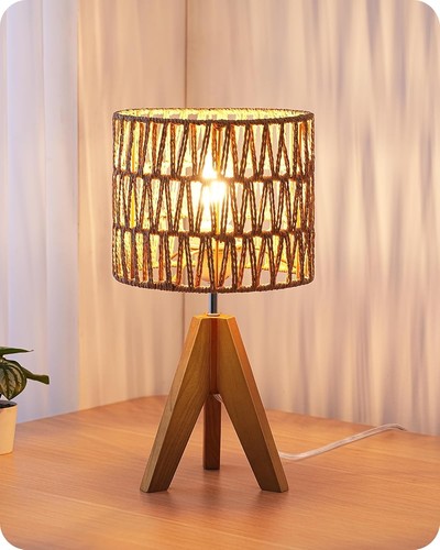 Small table lamp rattan - table, lamp,