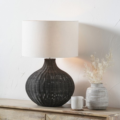 Black rattan table - black, white