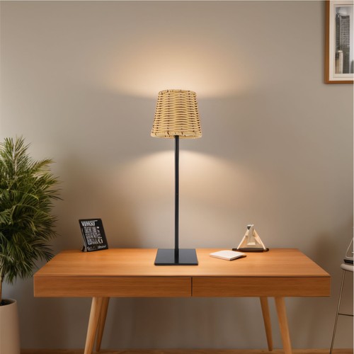 Led table lamp rattan - led,