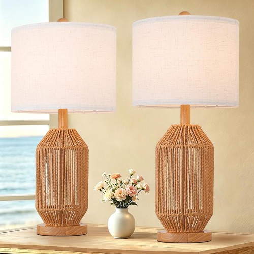 Vintage rattan table - rattan, lamps