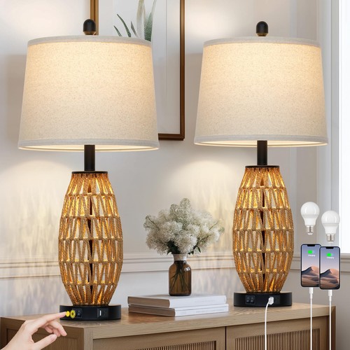 Cinsary rattan table lamps - 27",