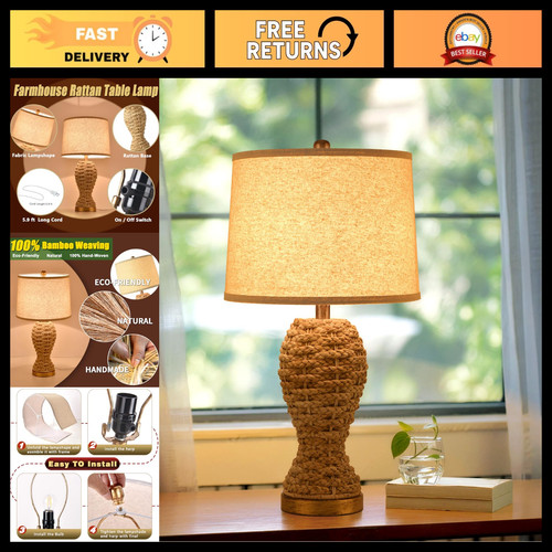 Boho rattan table lamp - boho,