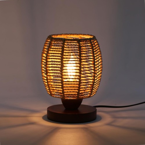 Rattan table lamp - table, lamp,boho