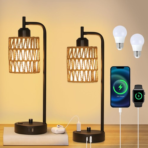 Rattan table lamps for living - lamps,